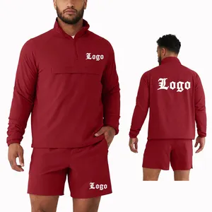 Decheng Mesh Shorts Set Wholesale Clothing Manufacturers Custom Windbreaker Jacket 1/4 Zip Pullover Tracksuits For Men