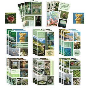 Ychon 8 hojas de pegatinas de arte verde en el camino pegatinas de paisaje Diy diario decorativo funda de teléfono pegatinas de estilo de revista - Product Image 4