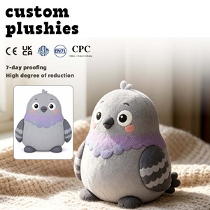 Peluche personnalisée hautement réductrice, adorable pigeon gris, jouet en peluche doux et mignon - Product Image 1