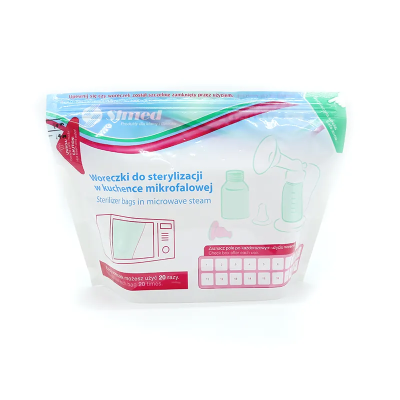 Custom brand Printed microwave sterilization bag microwaveable plastic bag for baby bottle bpa free
