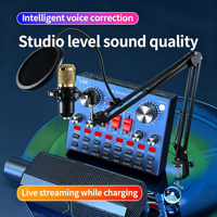 V8K Live-Soundkarten-Bundle BM800 Kondensatormikrofon mit Stativ, Dual-DSP-Rauschunterdrückung, OTG für Telefon/PC/Podcast