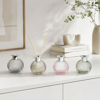 Décoration d'intérieur, flacon en verre rond côtelé moderne de 200 ml, ensemble diffuseur de parfum, salon, chambre à coucher, bureau, parfum d'ambiance, aromathérapie, cadeau