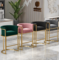 Chaise de bar simple de tabouret haut de luxe nordique moderne avec dossier pour l'utilisation de café de l'île à la maison