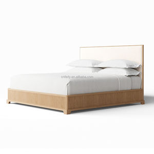 Новое поступление, роскошная современная мебель для дома, деревянная кровать из массива дуба с панельной платформой, кровать из цельного дерева - Product Image 4