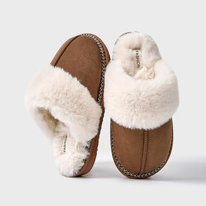 Chaussons d'hiver chauds en fourrure pour femme, pantoufles de luxe en fausse daim et peluche, chaussures de neige pour couple, pantoufles moelleuses d'intérieur et d'extérieur - Product Image 5
