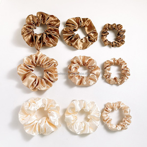 महिलाओं के लिए बेलेवर्ल्ड थोक हॉट सेलिंग सस्ता ठोस रंग सैटिन-स्क्रैंचियाँ निजी लेबल चार आकार के सुरुचिपूर्ण बाल स्क्रैच - Product Image 3