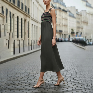 OEM Hot <strong>Sale</strong> Casual Dress <strong>Women</strong> Sleeveless <strong>New</strong> Linen Summer Dress Square Collar Midi Length <strong>Women's</strong> Vintage Midi Dress - Product Image 2