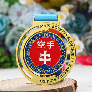 Logotipo de esmalte 3D giratorio Medallas de Karate Kobudo 20 años Medalla de metal personalizada de fábrica Metal Aleación de zinc Spinner Spinning Medalla de oro - Product Image 4