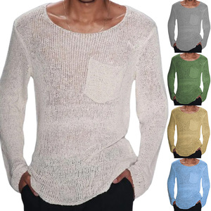 Suéter de Punto para Hombre, Manga Larga, Color Sólido, Diseño con Bolsillos, Ropa Casual Juvenil, Tallas M, L, XL, XXL, XXXL - Product Image 1