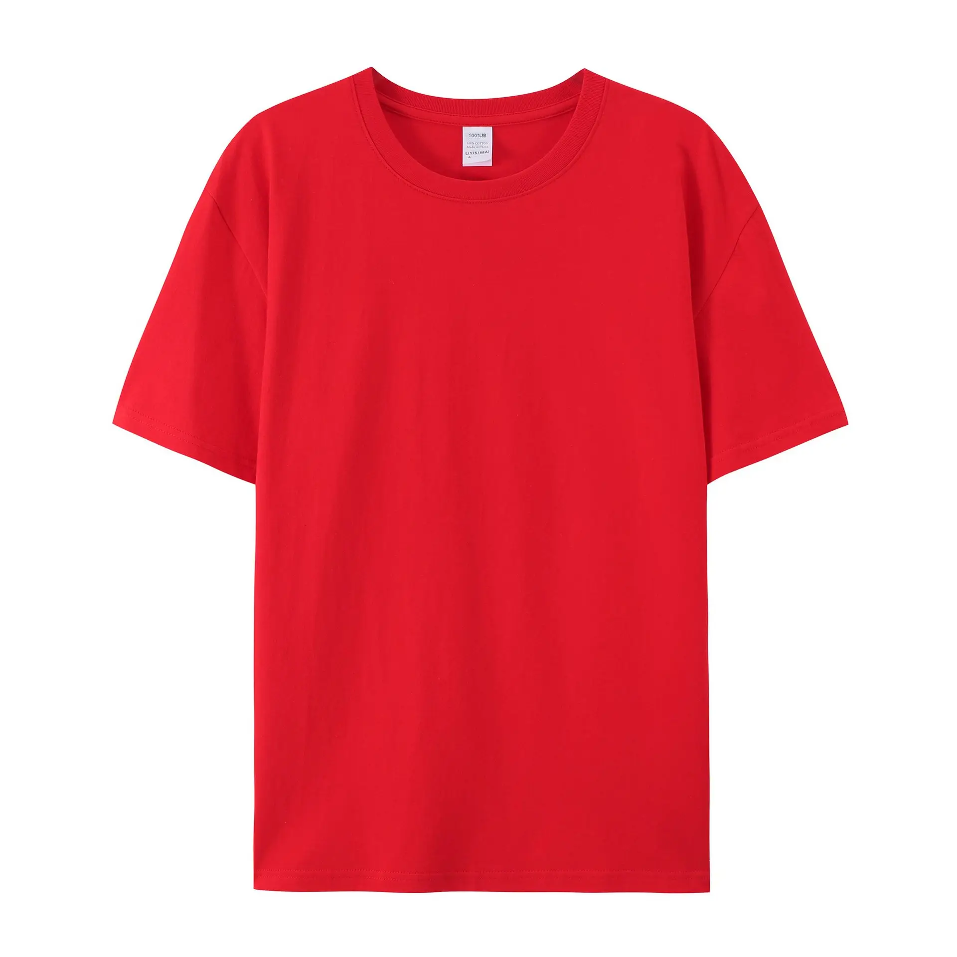 180GSM Katun Berat Murni Kustom Kosong T Shirt untuk Pria Unisex Cetak Kustom Bordir Pria Polos T Shirt