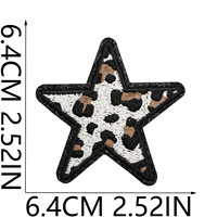 Patch brodé en forme de cœur étoilé avec motif léopard, en PVC pailleté, thermocollant pour vêtements et tissus en toile