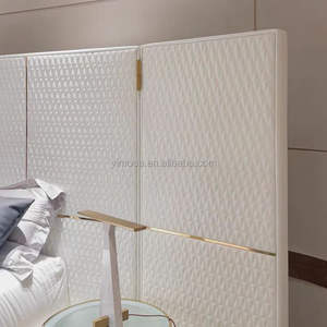 Cama de cabecera grande de cuero blanco moderno, marco de cama doble suave tapizado, cama de decoración de cabecera grande blanca bonita - Product Image 5