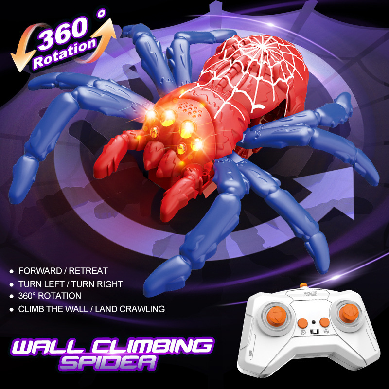 Araignée grimpante rouge et bleue [Modes doubles : sol et mur]