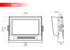 Màn Hình Chia Bốn Cánh Chống Nước Ngoài Trời 7 Inch Màn Hình Chiếu Hậu Hệ Thống Giám Sát Máy Móc Nông Nghiệp 4Ch AHD Màn Hình Đảo Chiều - Product Image 3