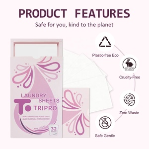 Feuilles de <span class=keywords><strong>lessive</strong></span> solides biodégradables, écologiques, véganes, jetables, parfum personnalisé, 32 feuilles, portables, lavage en machine et à la <span class=keywords><strong>main</strong></span> - Product Image 2