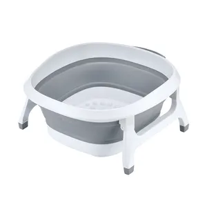 Foot Bathtub Soak Basin Collapsible Folding Massage Bucket with Handle Cover Spa