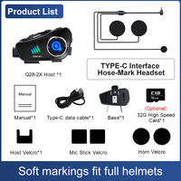 Q28 2X 2025 nouveau interphone de moto d'équitation en plein air pour casque moteur casque avec caméra 500M enregistreur parlant casque carte SD
