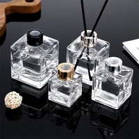 Bouteilles diffuseurs à roseaux carrées en verre de 50 ml, 100 ml, 150 ml, 200 ml – Contenants vides multi-tailles pour l'aromathérapie et la décoration
