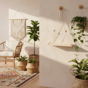 1PC Art Deco <b>Wicker</b> <b>Wall</b> Hanging Handwoven Tapestry Shelf Bedroom Fringed Plant Holder <b>Decorative</b> Cover Birthday Kitchen - Product Image 2