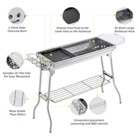 Ensemble Complet Barbecue à Charbon Pliant Extérieur Portable en Acier Inoxydable Sans Fumée pour Camping Pique-nique