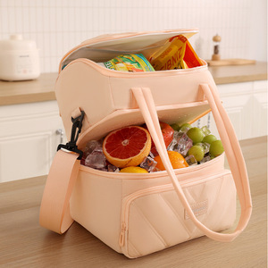 Sac à lunch isotherme double couche Beilian, grande capacité, portable, isolation thermique pour le voyage, sac à bento pour les employés de bureau - Product Image 4