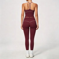 Ensemble de sport respirant pour femme grande taille GH Custom Front : soutien-gorge de sport color block à col en V et leggings taille haute pour la gym et le fitness