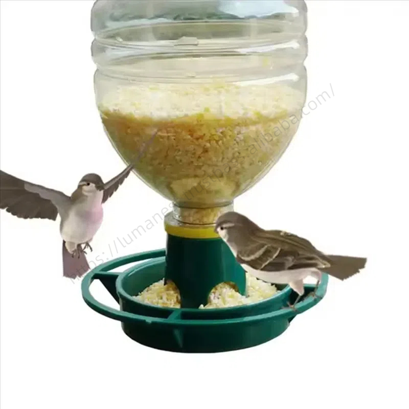 Practical Plastic Bottle Mouth Docking Green Hanging Feed Bowl Outdoor Bird Feeder Automatic Hanging Bird Feeder Garden