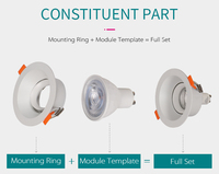 Trou 85mm Led Downlight Logement GU10 MR16 LED Module Ajuster le cadre de lumière de tache anti-éblouissement rond