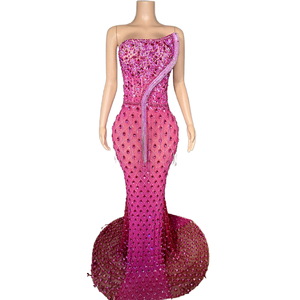 Nouvelle robe de soirée en strass et paillettes pour femmes, robe longue de style A, élégante, décontractée d'été, respirante, luxueuse - Product Image 1