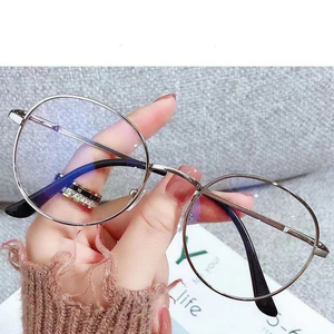 Nuevas <span class=keywords><strong>gafas</strong></span> antiazules Venta al por mayor Moda Metal Fame Retro Redondo Unisex Ojo Espejo de luz plana - Product Image 5