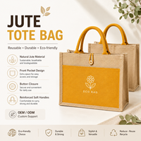 Borsa Tote in Juta Naturale Intrecciata all'Ingrosso con Chiusura a Bottone, Logo Personalizzato, Riutilizzabile ed Ecologica, per Shopping e Regali