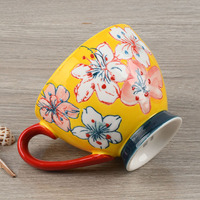 Promosi Desain Bunga Buatan Tangan Tembikar Cangkir Kopi Mug Keramik