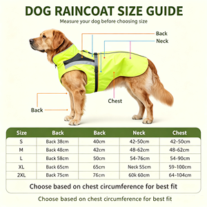 High Visibility Neon <b>Yellow</b> <b>Dog</b> <b>Raincoat</b> Waterproof Windproof Pet Reflective Vest Adjustable Buckle <b>Dog</b> Jacket Breathable Mesh - Product Image 3