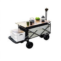 Carrito Plegable de Metal con Mesa para Venta de Salchichas Asadas en Mercados, Carro Móvil Portátil para Exteriores y Camping