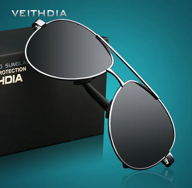 Veithdia 브랜드 디자이너 파일럿 태양 안경 남성 운전 편광 선글라스 남성