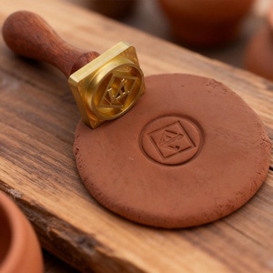 Customized Ceramic Stamps <b>Tool</b> Free Assembly Twisted Together Wooden Handle Ceramic Shape Clay Brass Stamp - Product Image 5