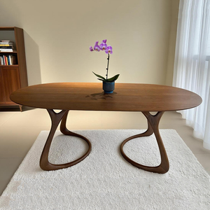 <b>Walnut</b> Wooden Coffee <b>Table</b>,Rustic Wooden Legs and Tabletop,Farmhouse <b>Walnut</b> Accent Centertop <b>Table</b> for Small Spaces - Product Image 6