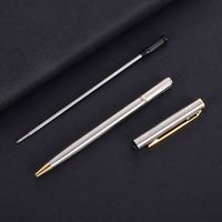 Stylo à bille en plastique durable personnalisé, finition dorée, blanc et noir métallisé avec accents dorés, idéal pour les cadeaux et le bureau