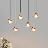 Lustre décoratif moderne nordique à bulles avec boule dorée et globe suspendu pour table à manger et salon