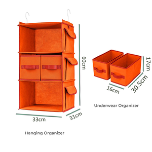 Home Folding Non-woven Fabric Single Tier Standing Storage Bags 2 <b>Drawers</b> 3 Pockets Clothing Organizer - Product Image 3