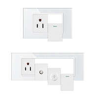 FIKO American Standard Prises et interrupteurs muraux 118 Type 15A Panneau en verre trempé blanc avec USB/Type-c
