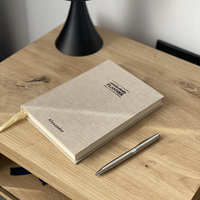 Carnet de notes A5 relié en lin avec logo personnalisé en feuille d'or, couverture rigide en tissu, nom personnalisé, 100 feuilles