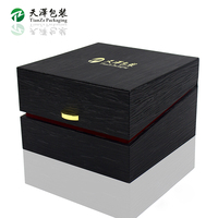 Boîte à montre en bois texturé noir personnalisée pour emballage cadeau de marque de montres de luxe, boîte de rangement pour montre unique avec logo personnalisé OEM