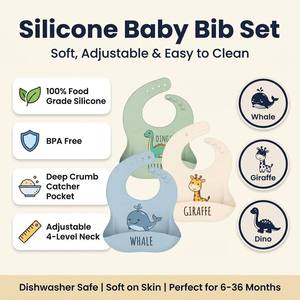 Bavaglino <span class=keywords><strong>in</strong></span> <span class=keywords><strong>Silicone</strong></span> di Alta Qualità per Bambini, Bavaglino <span class=keywords><strong>in</strong></span> <span class=keywords><strong>Silicone</strong></span> OEM, Impermeabile - Product Image 3