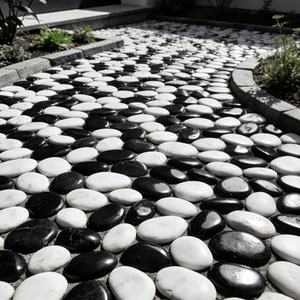 Galets naturels polis de haute qualité, noirs et blancs, <span class=keywords><strong>pour</strong></span> la décoration de paysages extérieurs, villas et jardins - Product Image 5