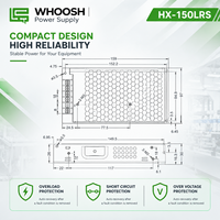 Alimentation électrique industrielle AC/DC WHOOSH HX-150LRS-12/24, garantie 3 ans, 150W, 12V/24V, sortie simple, 240V, alimentation LED