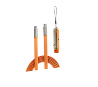 Cable de Carga Rápida de Silicona Trenzada de 240W con Soporte para Teléfono, Cable Cargador Tipo-C 2 en 1 con Adaptador de Soporte