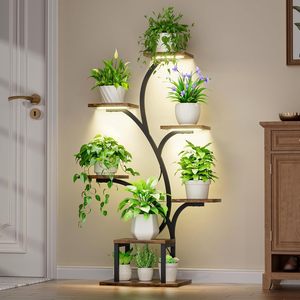 Supporto per Piante da Interno con Luci di Crescita, Espositore <span class=keywords><strong>a</strong></span> 7 <span class=keywords><strong>Ripiani</strong></span> con Ruote, Porta Piante e Fiori in Metallo per Casa - Product Image 4