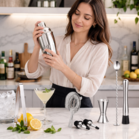 Ensemble de shaker à cocktails en acier inoxydable 9 pièces avec doseur, passoire, pilon, becs verseurs, kit de barman professionnel