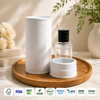 En Stock: Envases de Cartón Cilíndrico Blanco con Botella de Perfume de Vidrio de 50ml, Ecológicos FSC, Rígidos, Enrollados en Espiral, 54 Unidades, Listos para Enviar